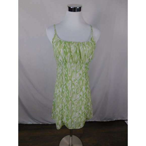 Kendall & Kylie Dress Womens Small Green Spaghetti Strap Mini Swirl DW210185 - Picture 1 of 12